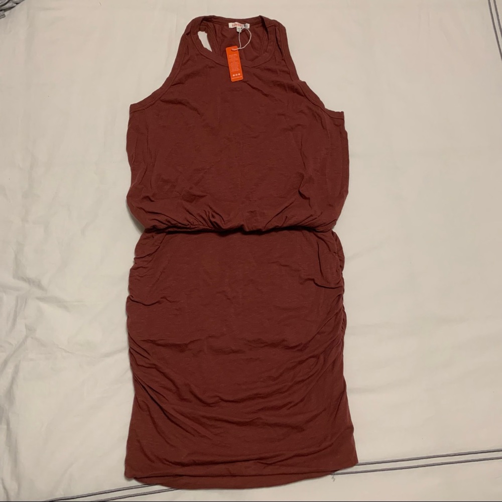NWT Sundry Ruched Dress Size XL Deep Rust